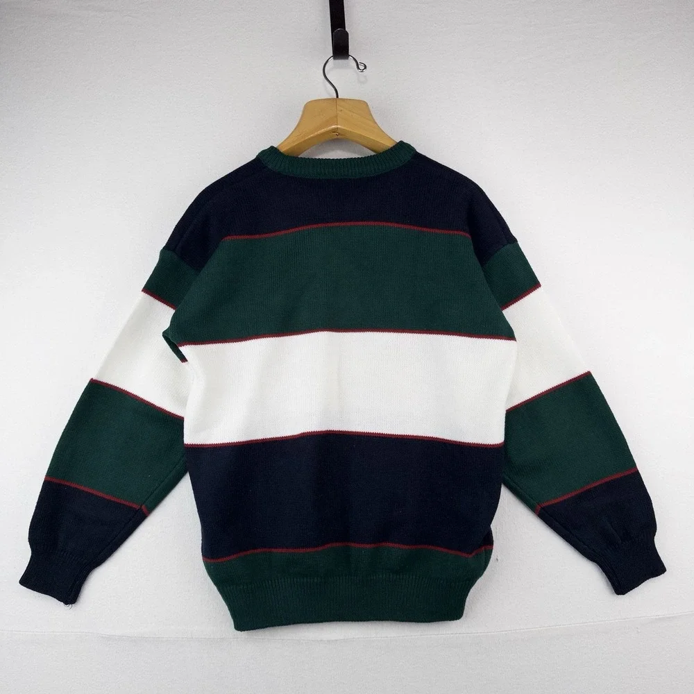 90's Vtg Embroidered Classic Yacht Club Racing Sweater Acrylic Color Block